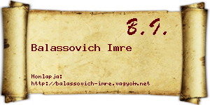 Balassovich Imre névjegykártya